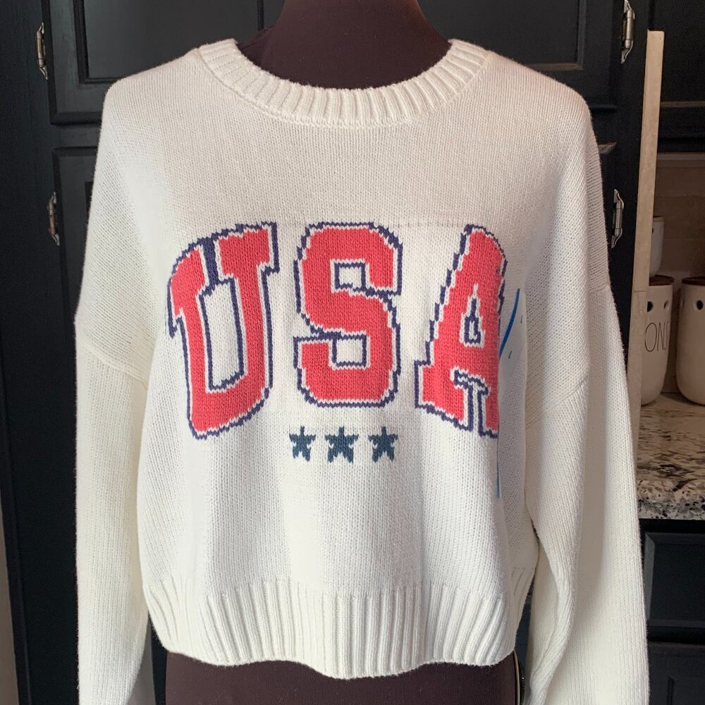 USA Crop Sweater Large NWT